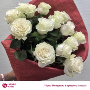 15 белых эквадорских роз купить букет в перми
